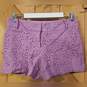 LOFT Lavender Floral Lace High-Waist Shorts